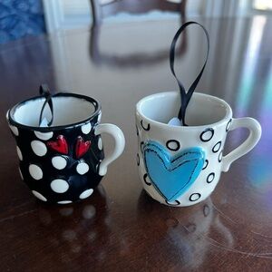 NWT Set of 2 Ceramic Mini Coffee Cups for Espresso or Decorative Use